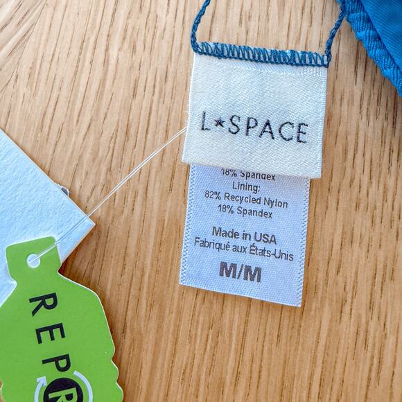 L Space Bikini Top Womens Medium Blue Brittany Ribbed Beach Coastal Summer NWT - Picture 5 of 6